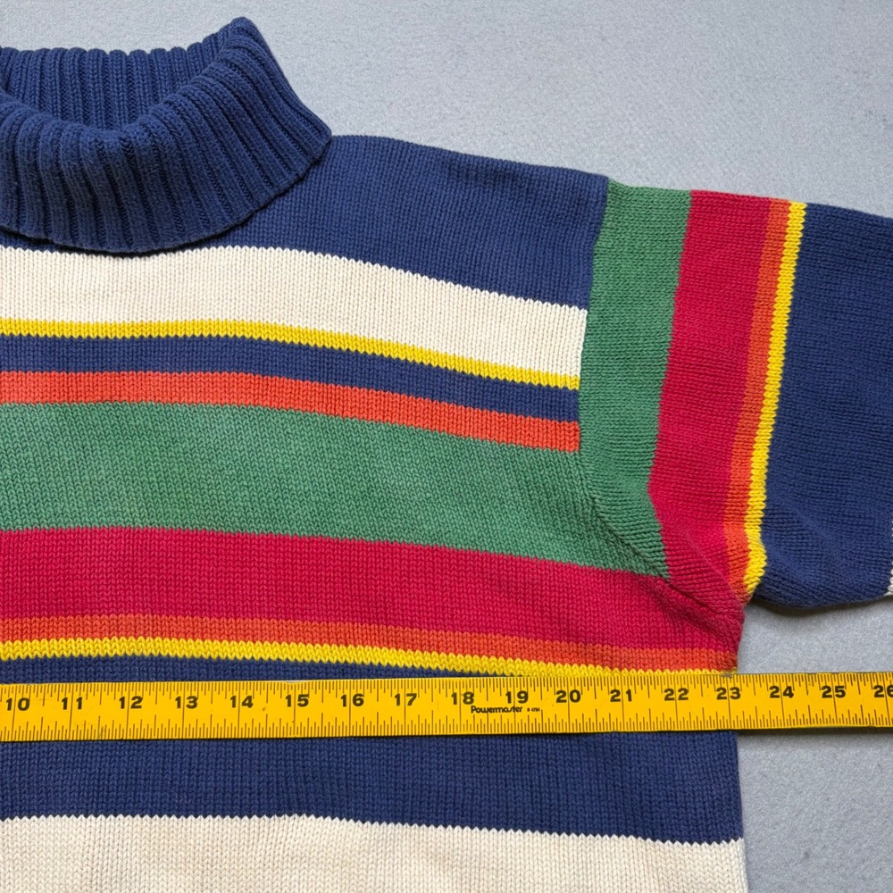 Polo Ralph Lauren Sweater Mens L Blue Multi Color Stripe Vintage Turtleneck Knit - Picture 6 of 11